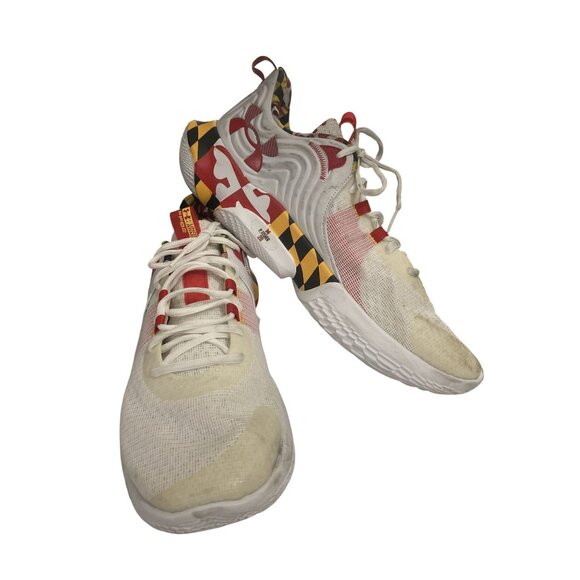 Under Armour Flow FUTR X 2 Team Men Size 15 Red White Maryland Colorway Sneakers - Picture 1 of 8